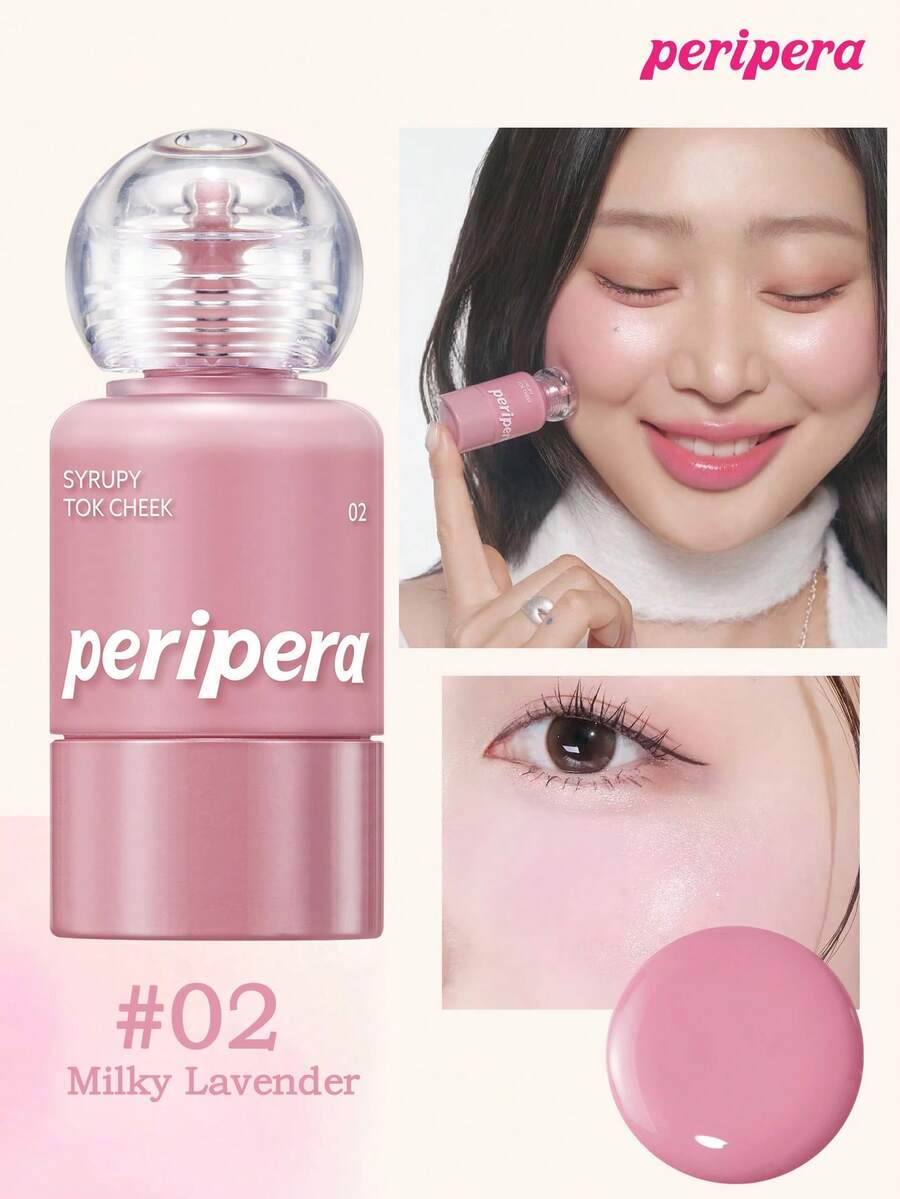 Peripera K-Beauty SYRUPY TOK CHEEK 液体腮红，水润妆效，全天候保湿，丝滑柔润质地，自然透亮妆感，奶油腮红配方，日常妆容