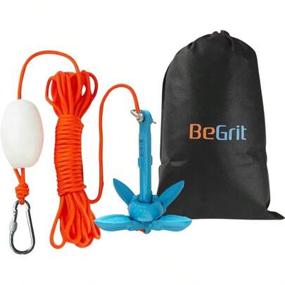Kayak Anchor Small Boat Anchor Folding Marine Anchor For FishingKayak Paddle Board Canoe Jet Ski With 32.8 Ft Anchor Tow Rope Carrying Bag