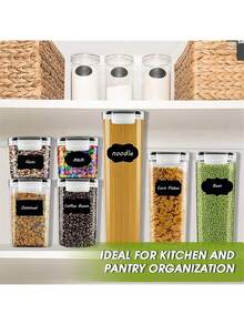 4/6/10/15/24/30/36/42pcs Food Storage Container With Lid, Transparent Food Can, Moisture-Proof Sealed Fresh-Keeping Box, Suitable For Grains, Rice, Pasta, Tea, Nuts And Coffee Beans, Plastic Food Storage Can, Household Kitchen Supplies - 黑與白 - 查看 13