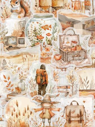 50pcs Autumn Life Transparent Vinyl Stickers - Reusable Decals For Laptops, Water Bottles, Helmets & More - Perfect For Skateboards, Guitars, Motorcycles - Ideal Christmas Gift Or Reward