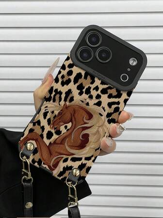 1 curea crossbody reglabilă din piele PU + 1 husă de telefon clasică, moale, din piele ecologică, cu imprimeu leopard și dungi, potrivită ca și cadou de ziua de naștere sau de sărbători pentru prieteni, familie, cupluri, compatibilă cu modelele 17/11/12/13/14/15/16 Pro Max/16e/16 Plus/17 Pro/17 Pro Max/16 Pro/16