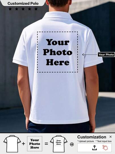 Customized Personalized Men's Polo Shirt, Add Images (Selfie/Scenery/Family Photo/Friends/Couple Photo/Patterns/Pets Etc) And Design Your Own Personalized Printed T-Shirts,Birthday Gifts, Business, Work Clothes, Team T-Shirts
