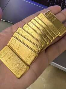 6件套创意收藏人偶，高品质金条复制品，实心锌合金材质，镀金表面，财富象征，中等尺寸，家居装饰礼品，生日扑克牌游戏道具，情人节派对游戏代币，桌面游戏筹码