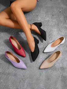 New Stylish Mary Jane High Heels For Women, Elegant Comfortable Non-Slip Rubber Sole, Versatile For Work & Casual, Lightweight All-Season, Glitter Powder Multiple Color Options Cute High Heel Pumps