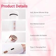 GSYY Essional Rechargeable Electric Heated Eyelash Curler With 2 Heat Modes For Wen Girls Fast Heating In 8 Seconds USB Type-C Charging Wh Design Ideal For Daily Makeup Routine And Travel Use - 白色 - 查看 6