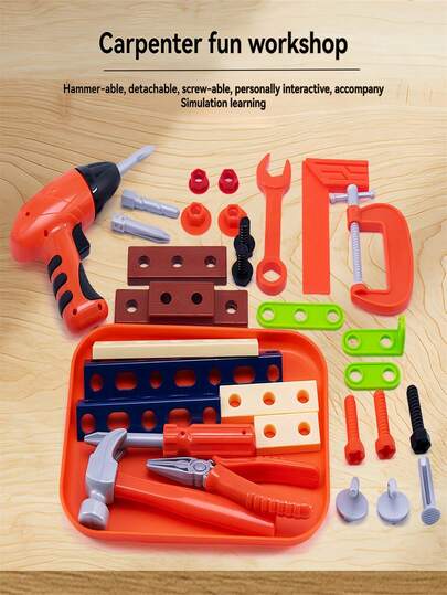 Grappig speelgoed voor kinderen: schroeven demonteren en monteren, hand-oogcoördinatietool, elektrische boormachine in elkaar zetten, leerzaam speelgoed, veel accessoires, handige opbergruimte, creatief doe-het-zelf, geschikt voor jongens en meisjes van 3-12 jaar, creatief cadeau, verjaardagscadeau