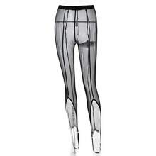 FDYOUI Sexy See-Through Mesh Leggings Y2K Woman Clothes High Waist Hollow Out Tight Pants Party Night Club Outfit Solid Trousers - 白色 - 查看 8
