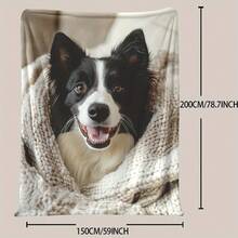 1 Border Collie Printed Blanket - Soft And Warm Polyester Dog Lover, Suitable All Sizes, Comfortable Camping, Travel, Home Decoration, Throw Blanket, Washable Pet-Themed Blanket FQIT - Multicolor - View 4