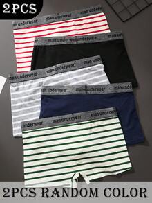 Bộ 2 quần boxer nam bằng cotton thoáng khí, kiểu dáng công sở và thường ngày, màu ngẫu nhiên. - Nhiều màu - Xem 2