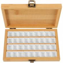 Watercolor Paint Palette 36 Empty Half Pans 4x6 Inch Wooden Travel Box Case Acrylic Gouache Painting Amateur Hobbyists Painting Artists Lovers Back To School Supplies - 如圖所示 - 查看 2