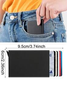 Unisex Black Ultra-Thin RFID Blocking Anti-Theft Card Cover Wallet Protector - With Pop-Up Card Holder, Anti-Theft Protection - Suitable For ID Cards, Business Cards, Bank Cards, Debit Cards - The Ideal Gift For Men For New Year's, Anniversaries, And Valentine's Day! - Black - View 6