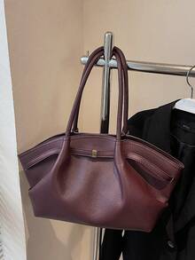 New Solid Color Retro High-End Leather Women's Fashion Shoulder Bag, Crossbody Handbag, Multi-Functional Special Edition, Exquisite And Elegant, Large Capacity, Durable, Lightweight, Versatile For Shopping, Work, Travel, Business, Cosmetic Storage Tote Bag , Office Bag - Multicolor - View 18