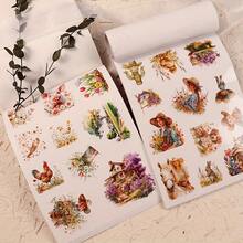 JAIIMAN 20张/本（5.56*8.26英寸）大尺寸PET防水自粘模切贴纸本，包含农场动物、花卉和季节性图案，非常适合用于日记、艺术手工、剪贴簿、DIY手工、水瓶、滑板、水彩画、节日装饰等。 - 紫羅蘭色 - 查看 5