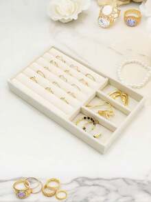 1个大容量三层首饰盒，PU皮革小巧首饰收纳盒，多功能首饰整理盒，可收纳首饰、化妆品、指甲油，小巧便携，适合收纳耳环、项链、戒指，旅行必备，邮轮必备，戒指、项链、耳环收纳盒，女士旅行配件，旅行包，假日，返校用品首饰盒，房间装饰 - 彩色 - 查看 13