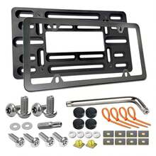 Aootf Front License Plate Bracket- Universal Bumper Mounting Kit, Car Tag Holder Adapter & Black Aluminum Plate Cover, Anti-Theft Lock Screw Bolt Caps, For US Vehicle Trailer TruckLicense Pate Frame Black Aluminum - Nhiều màu 144 - Xem 1