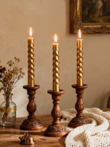 4 Pcs 10-Inch (Approx. 25.5cm) European-Style Long Pole Spiral Taper Candles, Spiral Candlestick Matching Style, Suitable For Romantic Home Decoration And Dinner Scene Arrangement To Create A Warm Atmosphere - Multicolor - View 4