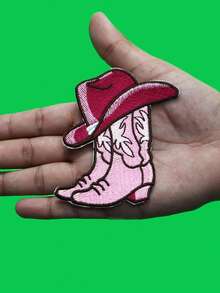 1PC Pink Cowgril Hat Boots Patch Western Girly Rodeo Embroidered Iron On