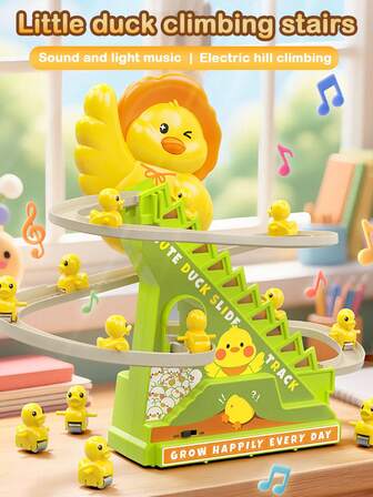 Children's Toy, Duck Slide With Lights And Music, Automatic Stair Climbing, Suitable For Children 3 Years And Above, Rounded Design, Electric Sound And Light Toy, Suitable For Boys And Girls, Cute Shape