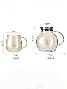 1pc High-Quality Transparent Glass Pitcher & Cup Set, Household/Restaurant Water/Juice Carafe - Multicolor - View 11