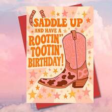 بطاقة تهنئة جذابة بتصميم حذاء كاوبوي مع ظرف (11 سم * 16 سم) - "تمنيات عيد ميلاد مرحة" تصميم مشهد غربي مع حذاء كاوبوي والنجوم، مثالية للعائلة والأصدقاء، مناسبة لاحتفالات عيد الميلاد، بطاقة تهنئة عيد ميلاد | بطاقة ذات موضوع غربي | بطاقة ترحيب ورقية