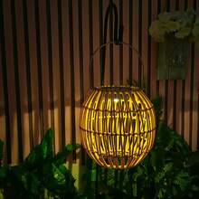 1pc Solar Rattan Hanging Light, Bohemian Style LED Bulb Hanging/Standing Solar Lamp, Outdoor Solar Light, Handwoven Rattan Suitable For Patio, Garden, Balcony Decor, Gift For All Occasions - Multicolor - View 6