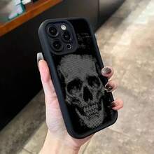 Étui de téléphone avec motif crâne compatible avec iPhone 17, 16, 15, 14, 13, 12, 11, Pro, Max, Plus, X, XS, SE4, E, Mini. Étui à bordure épaisse noire. Étui compatible avec iPhone 17, 17 Pro, 17 Pro Max - Z6 - Voir 5