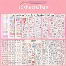 这本16页的贴纸书包含各种可爱的手机贴纸，包括迷你贴纸和金属质感的手机贴纸。它也是一本很棒的DIY剪贴簿和装饰书，适用于各种场合，例如手机壳、水瓶贴纸和日记装饰。它是圣诞节和感恩节的绝佳礼物。