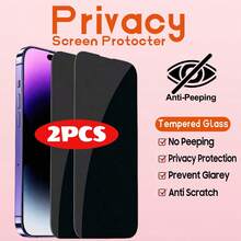 ZYONS 2 pièces Protecteur d'écran anti-espionnage, verre trempé, anti-rayures haute définition clair, surface brillante anti-indiscrétion, dureté 9H, compatible avec les coques de téléphone, couverture plein écran, convient pour iPhone 17 Pro Max/17 Pro/17 Air/17/16 Pro Max/16 Plus/16E/11/12/13/14/15 Série - Noir - Voir 16