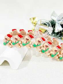 1pc Women's Christmas Gingerbread Backpack With Cute Gingerbread Man & Big Bow Design Hair Clip Winter Hair Accessories Elegant Claw Clip Women Hair Claw Hair Clutch - Gingerbread Man - View 10