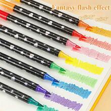 Set da 12/24/36/48 gessetti glitterati a doppia testina e doppio colore, marcatori fluorescenti, set di pennelli ad acquerello, versione standard, penne ad acquerello, set di pennarelli acrilici, regalo ideale per Natale, Capodanno e San Valentino, apri una nuova esperienza di creazione artistica luminosa - Multicolore - Visualizzare 5