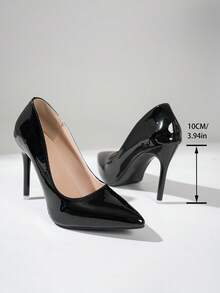 Retro Pointed Toe High Heel Party Shoes, New Spring/Autumn Color Block Super High Heel Low-Top Shoes, Mirror Red Bottom Fashion High Heels, Elegant Formal Dress Shoes - 黑色 - 查看 5