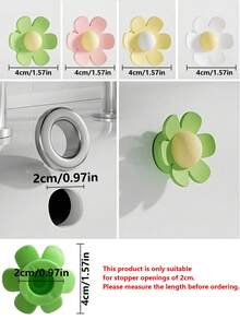 4pcs Flower Shaped Silicone Overflow Stopper - Durable Overflow Drain Plug, Easy To Install, Suitable For Kitchen And Bathroom Sinks, Prevent Overflow And Clogging (Recommend Thicker Version, Fit All Sinks) - Multicolor - View 4