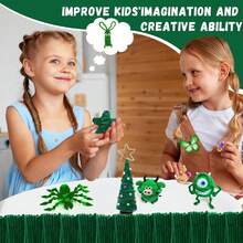 100 Pieces Green Pipe Cleaners For Crafts, Chenille Stems For DIY Art Projects, STEM Activities, Classroom Supplies, Bendable Fuzzy Sticks For Kids, Teachers, Parents - Multicolor - View 8