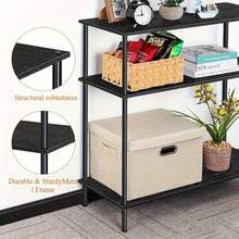 Maximize Space With Industrial Style! 3-Tier Narrow Console Table, Black Entryway Organizer For Behind Couch, Hallway & Home Office - Black - View 5