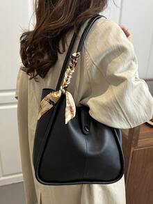1 st lyxig enfärgad mångsidig axelväska för kvinnor - Svart - Visa 5