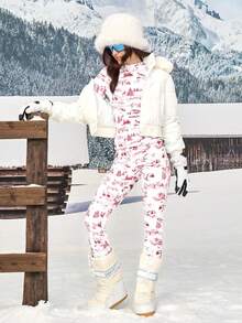 Womens Thermal Underwear Set Long Johns Tops & Bottoms Winter Slim Graphic Printed Ski Base Layer Sets - 紅色 - 查看 5