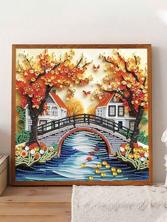 Kit de pintura de diamantes 5D, escenario del puente, que incluye herramientas de perforación de puntos y arcilla, pintura por números, adecuado como arte hecho a mano para el tiempo libre, decoración del hogar