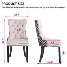 4 Piece Set Velvet Upholstered Dining Chairs, Wingback Side Chairs Button Tufted With Solid Wood Legs For Kitchen,Dining Room. - Beige-Floral - View 6