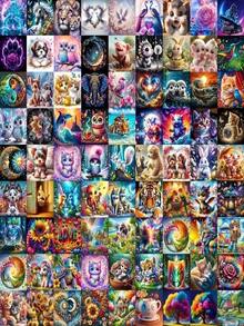 Mysterious Random 1 Diamond Painting, Including Animation, Animals, People, Cartoon Character Diamond Paintings, Easter Gifts, New Year Gifts, Christmas Gifts, Valentine's Day Gift Diamond Paintings, Home Wall Painting Art Decoration, Puzzle And Relaxation - 彩色 - 查看 1