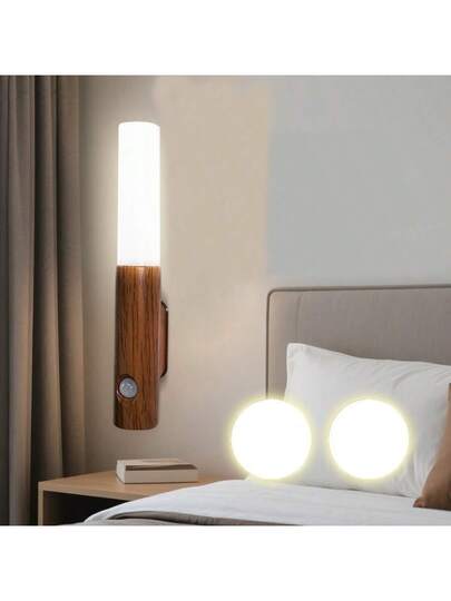 New Magnetic Rechargeable Wand Light, Motion Sensor Night Charging Bedside Lamp, Slimme Human Body Induction Self Adhesive Hill Atmosphere Lamp Bedroom, Indoor, Outdoor, Balcony, Staircase