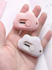 2pcs Mini Cloud-Shaped Utility Knives, Practical & Foldable, Ideal Tool For Opening Letters And Envelopes. Cloud-Shaped Paper Box Is A Portable Cutting Tool With Keyring Hole.