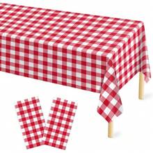 2 Pcs Red Plastic Tablecloth For Rectangle Table, 54 * 108 Inches  Red Party Table Covers For Birthday, Anniversary, Wedding, Fine Dining, Graduation Party Dration…,27872948 - Red - View 1