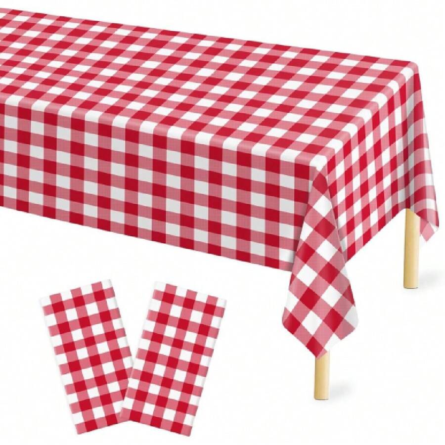 2 Pcs Red Plastic Tablecloth For Rectangle Table, 54 * 108 Inches Red Party Table Covers For Birthday, Anniversary, Wedding, Fine Dining, Graduation Party Dration…,27872948 - Red - View 1