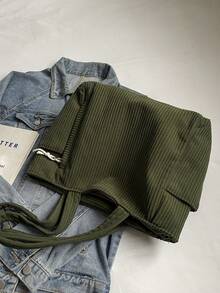 Túi xách cỡ lớn màu trơn, túi đeo vai mới, ba lô, túi đi học, túi đi biển, túi quà tặng giáo viên, túi đi học, ba lô có khóa kéo, túi giáo viên, túi xách cỡ lớn, vật dụng cần thiết khi đi du lịch. - màu xanh lá - Xem 6