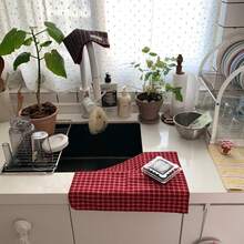 1/2/6pcs Vintage Style New Year Warm Handmade Red Plaid Square Napkins Decorative Placemats Ins Style Tablecloth - Multicolor - View 8