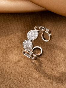 Bộ 1/3 nhẫn cầu hôn và nhẫn cưới nữ đính đá Zirconia pha lê, trang sức cô dâu, nhẫn đính hôn cho nữ, kích cỡ điều chỉnh được - Bạc - Xem 8