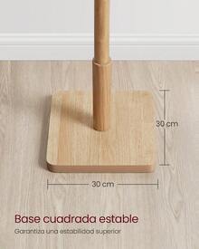 VASAGLE Perchero de Madera Maciza, Organizador de Ropa de Pie, con 8 Ganchos, para Pasillo, Entrada, Beige Natural MRCR010N01 - Tinta negra - Ver 1
