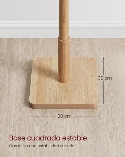 VASAGLE Perchero de Madera Maciza, Organizador de Ropa de Pie, con 8 Ganchos, para Pasillo, Entrada, Beige Natural MRCR010N01