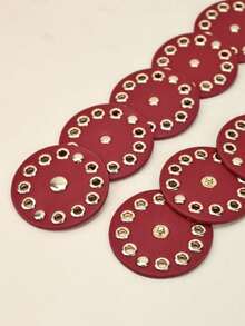 1 pieza Cinturón de mujer estilo bohemio con parches de lentejuelas, cinturón de cintura de brillo punk rosa/rojo, estilo vaquero occidental, apropiado para vaqueros, vestidos, ocasiones formales, atuendo navideño