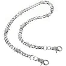 Waist Chain Heavy Duty Metal Keychain Punk Wallet Chain Hip Hop Keyholder Round Clasp Goth Keyring - Bạc + Thời trang - Xem 1